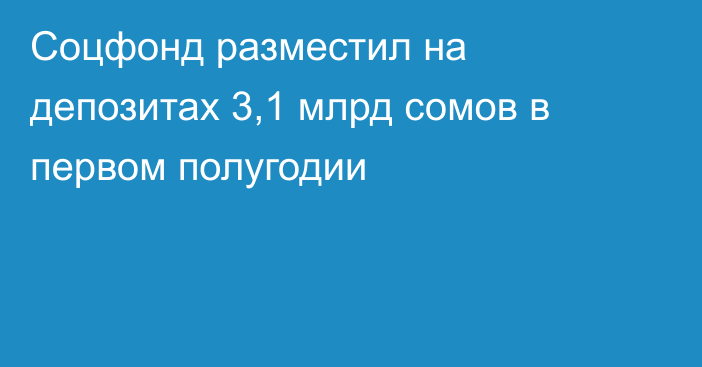 Соцфонд разместил на депозитах 3,1 млрд сомов в первом полугодии