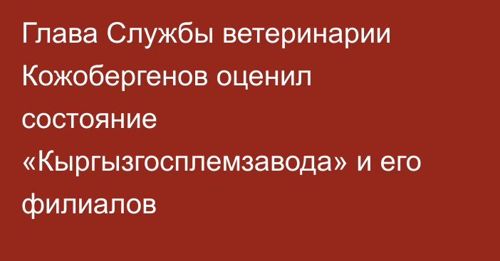 Глава Службы ветеринарии Кожобергенов оценил состояние «Кыргызгосплемзавода» и его филиалов