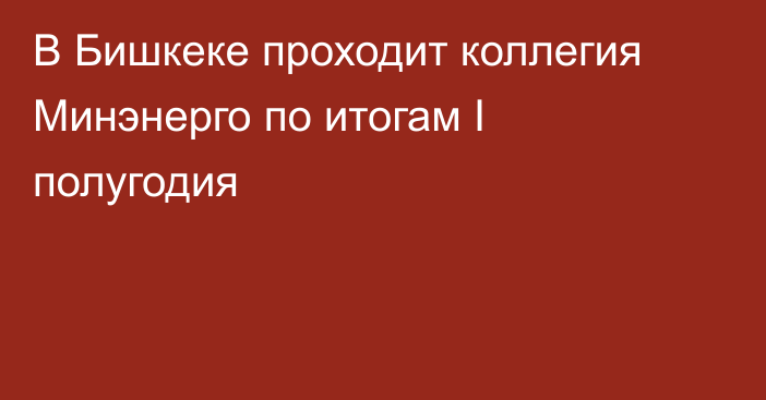 В Бишкеке проходит коллегия Минэнерго по итогам I полугодия