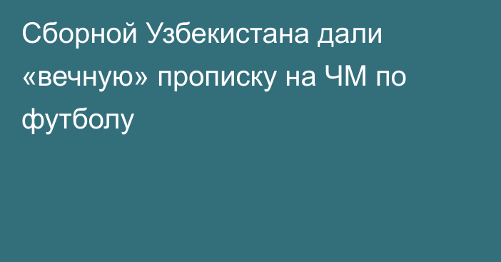 Сборной Узбекистана дали «вечную» прописку на ЧМ по футболу