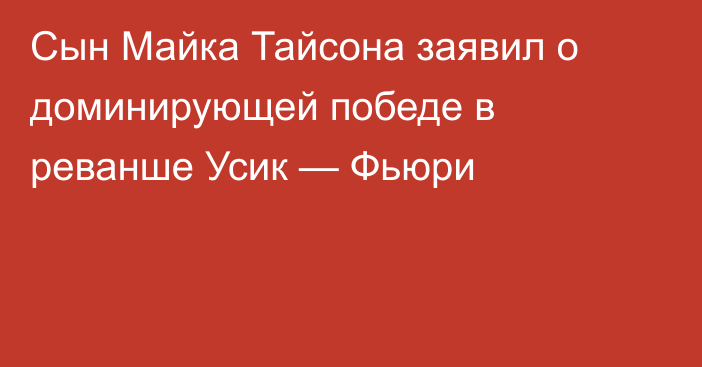 Сын Майка Тайсона заявил о доминирующей победе в реванше Усик — Фьюри