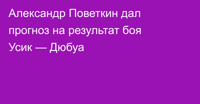 Александр Поветкин дал прогноз на результат боя Усик — Дюбуа