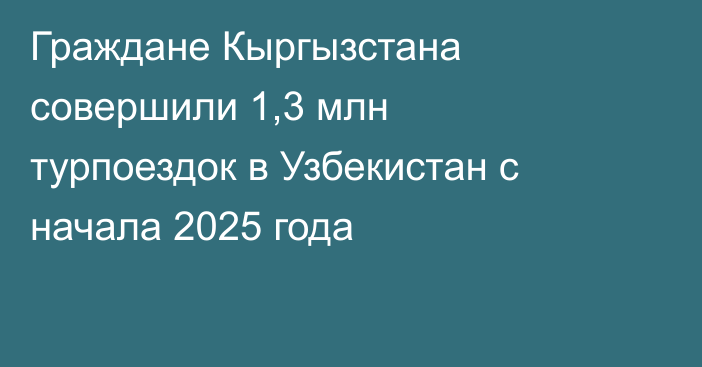 Граждане Кыргызстана совершили 1,3 млн турпоездок в Узбекистан с начала 2025 года