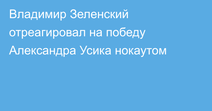 Владимир Зеленский отреагировал на победу Александра Усика нокаутом