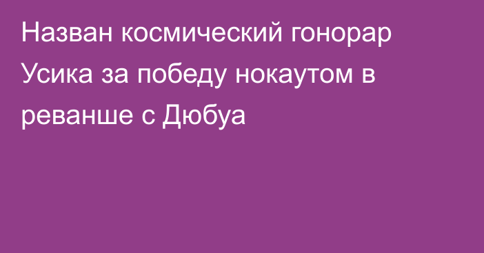 Назван космический гонорар Усика за победу нокаутом в реванше с Дюбуа