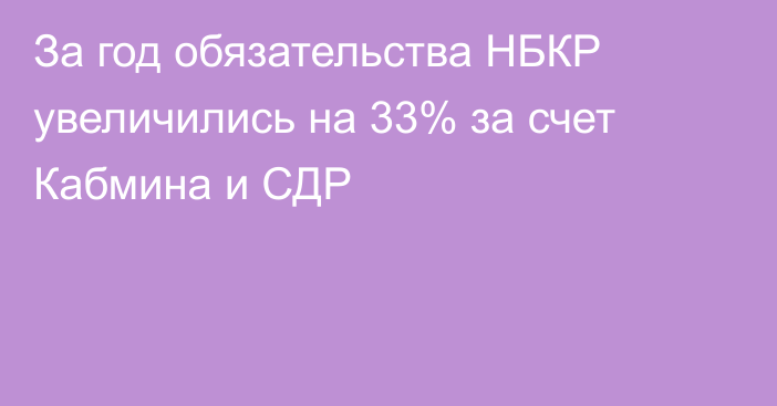 За год обязательства НБКР увеличились на 33% за счет Кабмина и СДР
