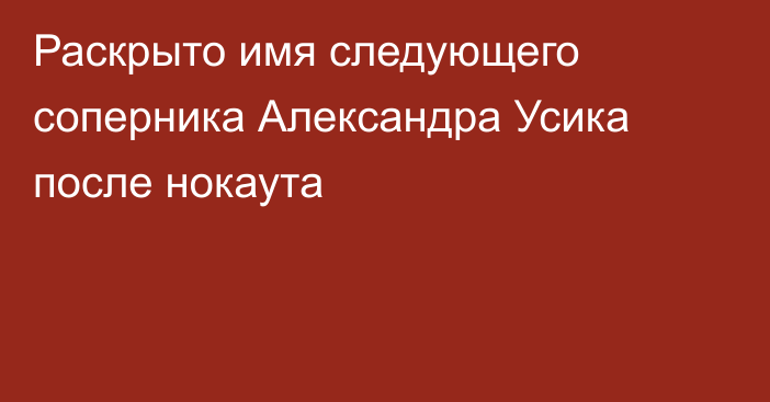 Раскрыто имя следующего соперника Александра Усика после нокаута