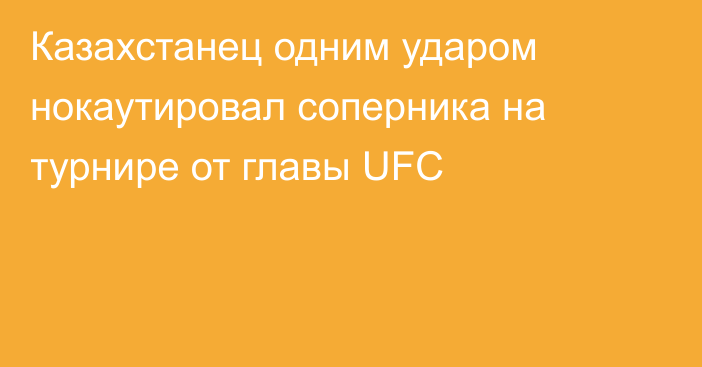 Казахстанец одним ударом нокаутировал соперника на турнире от главы UFC