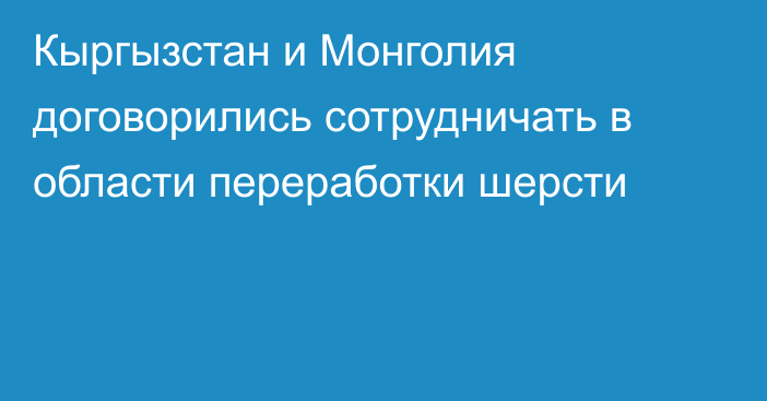 Кыргызстан и Монголия договорились сотрудничать в области переработки шерсти