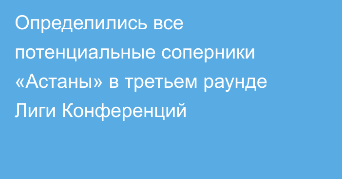 Определились все потенциальные соперники «Астаны» в третьем раунде Лиги Конференций