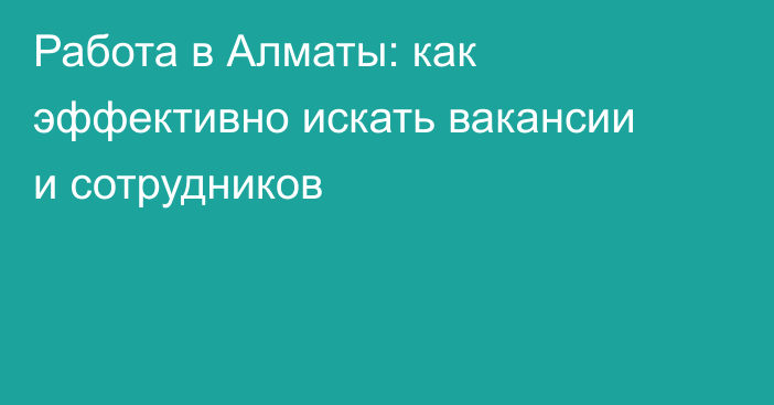 Работа в Алматы: как эффективно искать вакансии и сотрудников