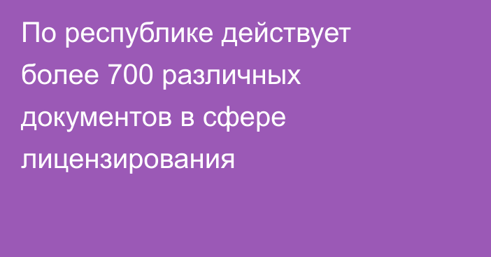 По республике действует более 700 различных документов в сфере лицензирования 