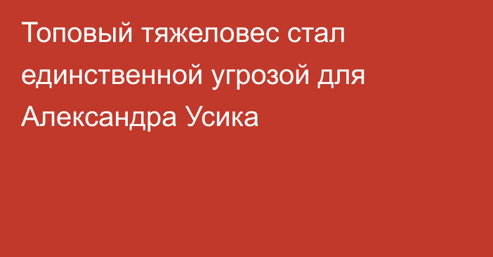 Топовый тяжеловес стал единственной угрозой для Александра Усика