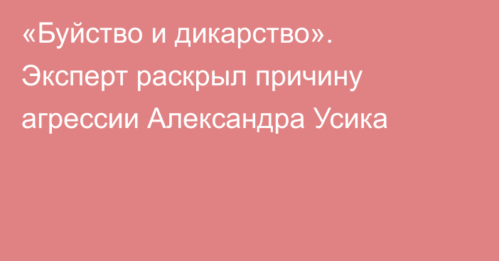 «Буйство и дикарство». Эксперт раскрыл причину агрессии Александра Усика