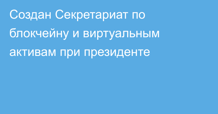 Создан Секретариат по блокчейну и виртуальным активам при президенте