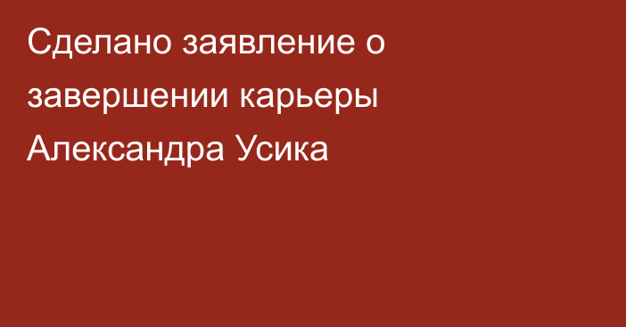 Сделано заявление о завершении карьеры Александра Усика