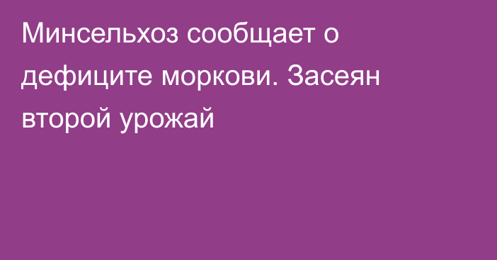 Минсельхоз сообщает о дефиците моркови. Засеян второй урожай