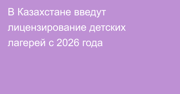 В Казахстане введут лицензирование детских лагерей с 2026 года