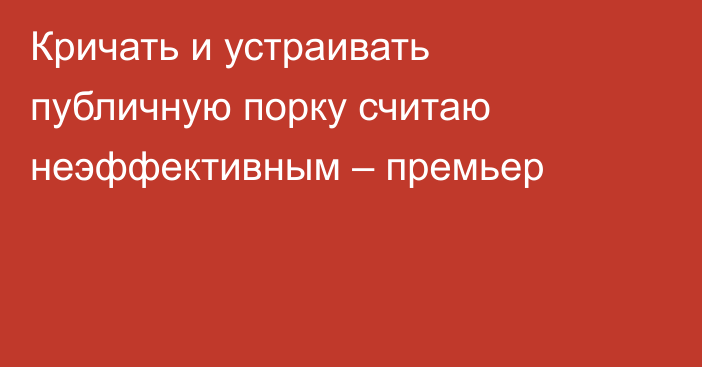 Кричать и устраивать публичную порку считаю неэффективным – премьер