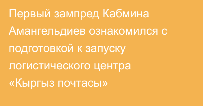 Первый зампред Кабмина Амангельдиев ознакомился с подготовкой к запуску логистического центра «Кыргыз почтасы»