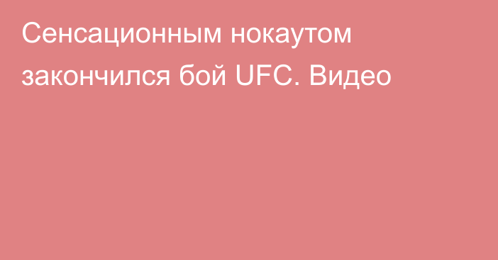 Сенсационным нокаутом закончился бой UFC. Видео