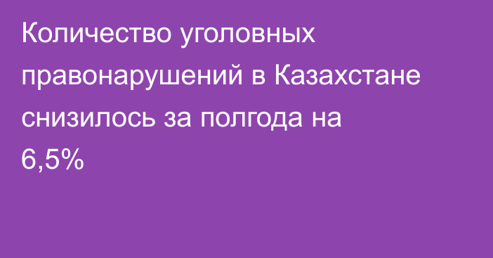 Количество уголовных правонарушений в Казахстане снизилось за полгода на 6,5%