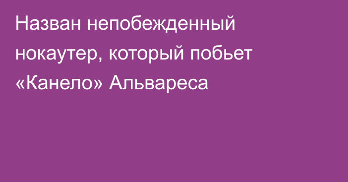 Назван непобежденный нокаутер, который побьет «Канело» Альвареса