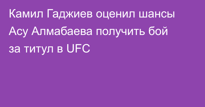 Камил Гаджиев оценил шансы Асу Алмабаева получить бой за титул в UFC