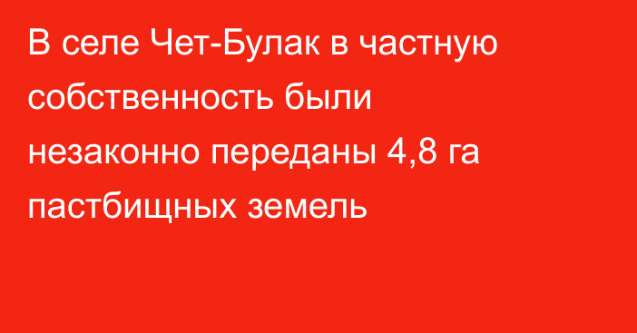 В селе Чет-Булак в частную собственность были незаконно переданы 4,8 га пастбищных земель