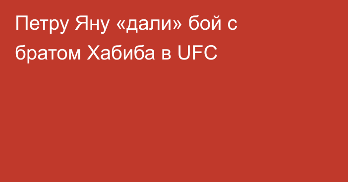 Петру Яну «дали» бой с братом Хабиба в UFC
