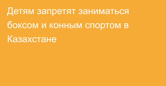Детям запретят заниматься боксом и конным спортом в Казахстане
