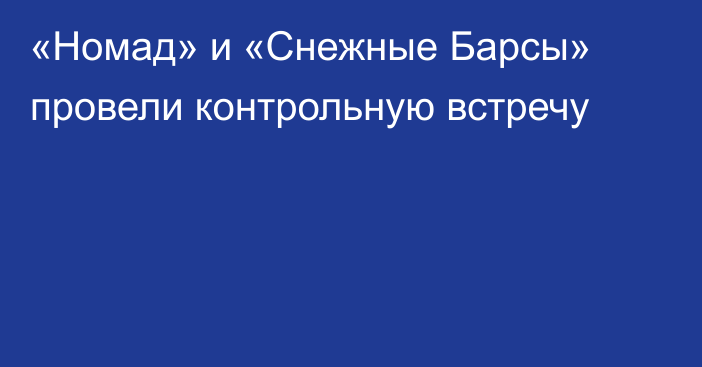 «Номад» и «Снежные Барсы» провели контрольную встречу