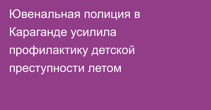 Ювенальная полиция в Караганде усилила профилактику детской преступности летом
