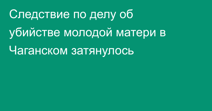 Следствие по делу об убийстве молодой матери в Чаганском затянулось