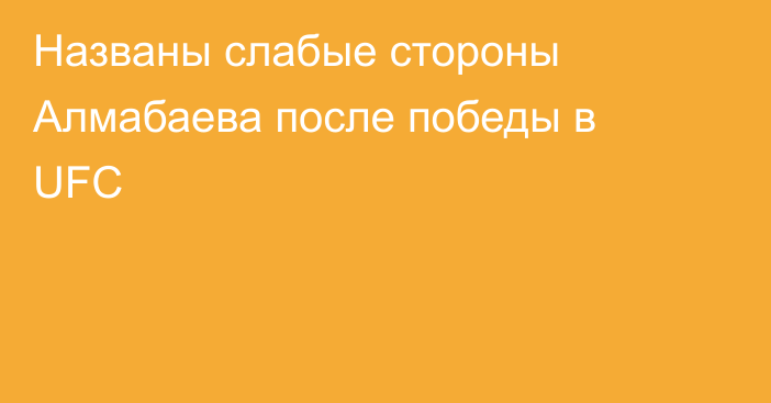 Названы слабые стороны Алмабаева после победы в UFC