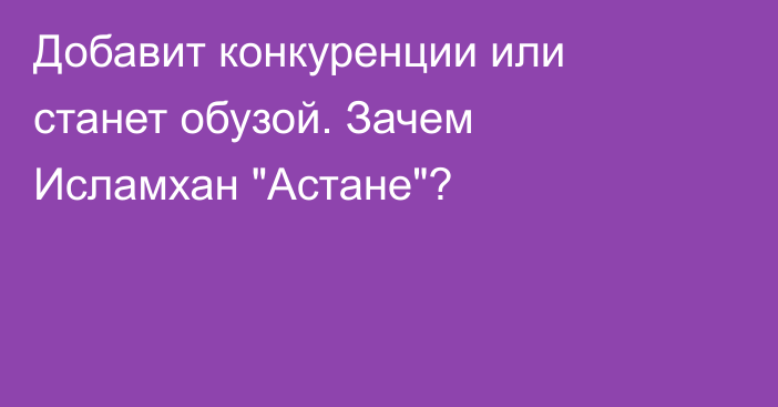 Добавит конкуренции или станет обузой. Зачем Исламхан 