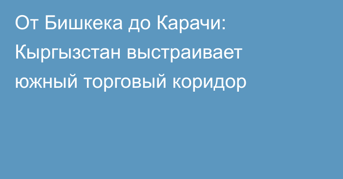 От Бишкека до Карачи: Кыргызстан выстраивает южный торговый коридор