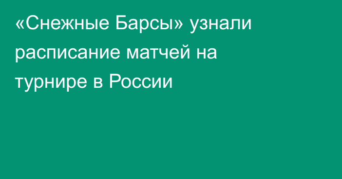 «Снежные Барсы» узнали расписание матчей на турнире в России