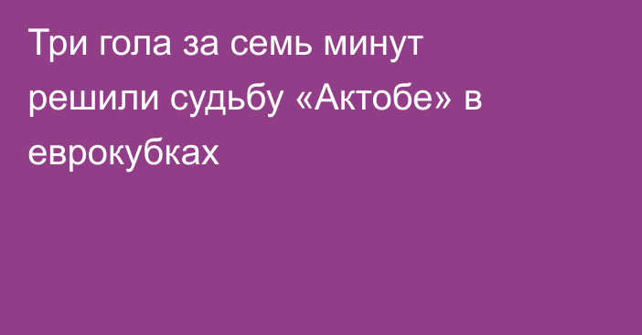 Три гола за семь минут решили судьбу «Актобе» в еврокубках