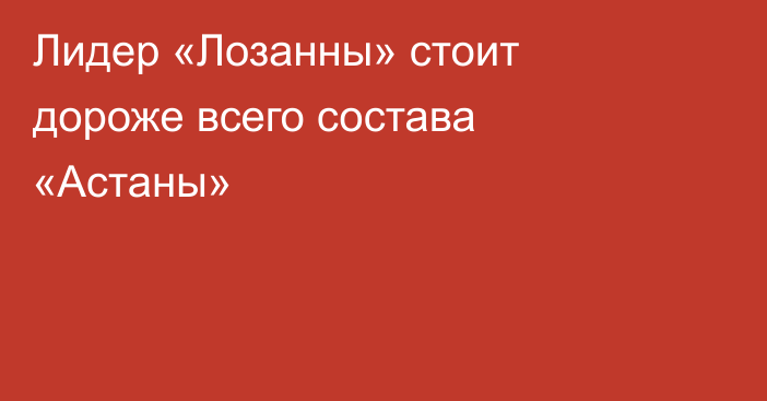 Лидер «Лозанны» стоит дороже всего состава «Астаны»