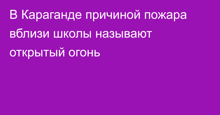 В Караганде причиной пожара вблизи школы называют открытый огонь