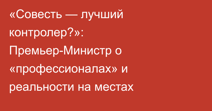 «Совесть — лучший контролер?»: Премьер-Министр о «профессионалах» и реальности на местах