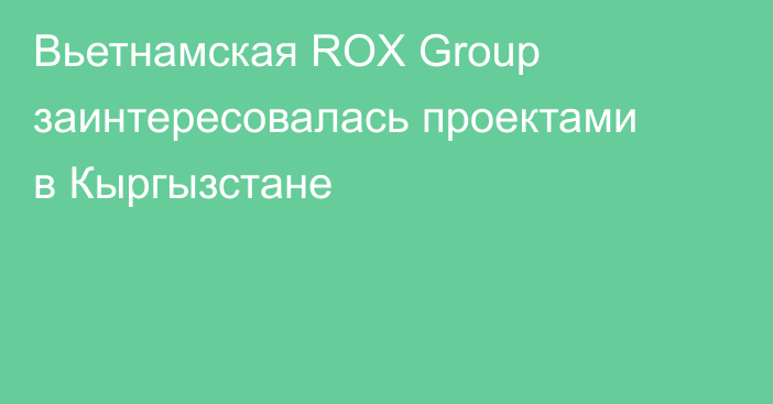 Вьетнамская ROX Group заинтересовалась проектами в Кыргызстане
