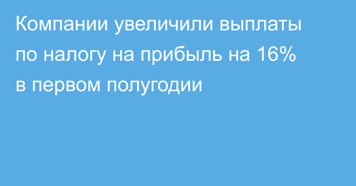 Компании увеличили выплаты по налогу на прибыль на 16% в первом полугодии