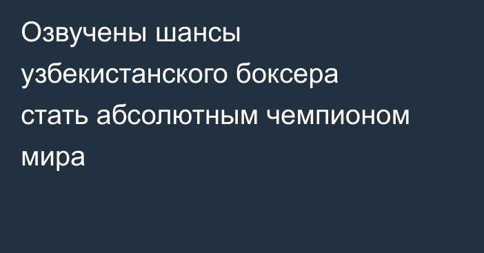 Озвучены шансы узбекистанского боксера стать абсолютным чемпионом мира