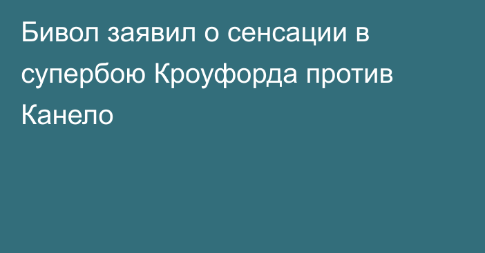 Бивол заявил о сенсации в супербою Кроуфорда против Канело