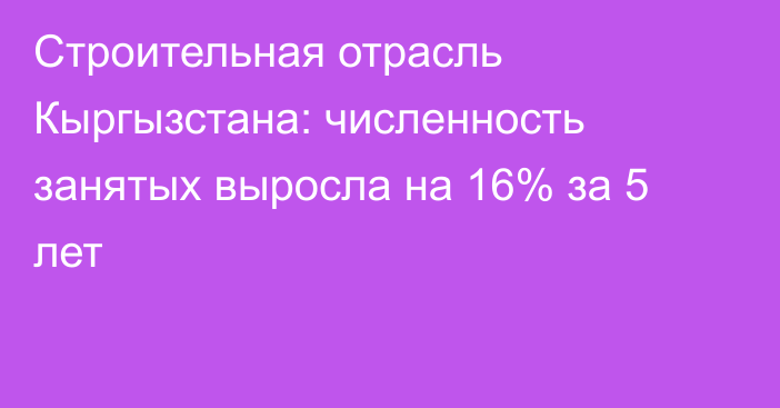 Строительная отрасль Кыргызстана: численность занятых выросла на 16% за 5 лет