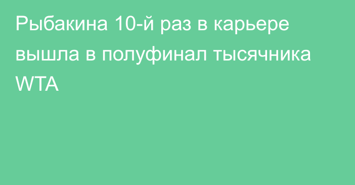 Рыбакина 10-й раз в карьере вышла в полуфинал тысячника WTA