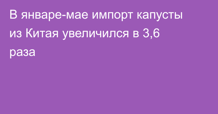 В январе-мае импорт капусты из Китая увеличился в 3,6 раза