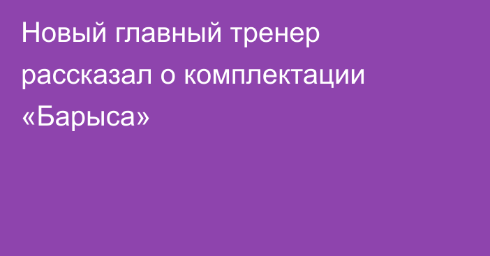 Новый главный тренер рассказал о комплектации «Барыса»